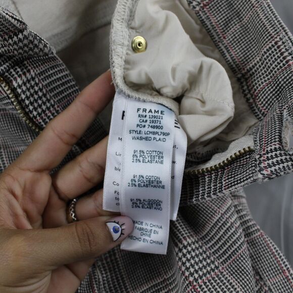 Frame Jeans Womens 24 Denim High Rise Crop Mini Boot Cut Washed Plaid Pant - Picture 8 of 14